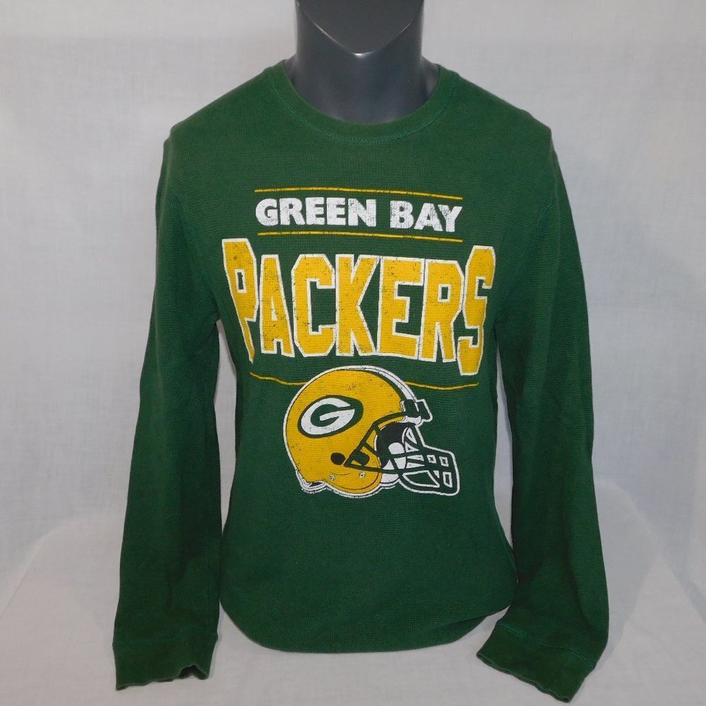 NFL Team Apparel Wisconsin Green Bay Packers Long Sleeve Waffle Shirt Mens L